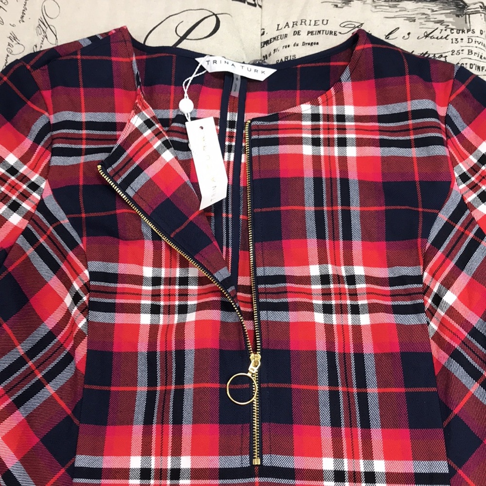💥 Trina Turk Truett Plaid Sheath Dress - Picture 6 of 7